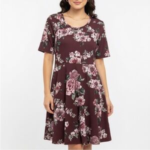 J For Justify Maroon Floral Midi Dress